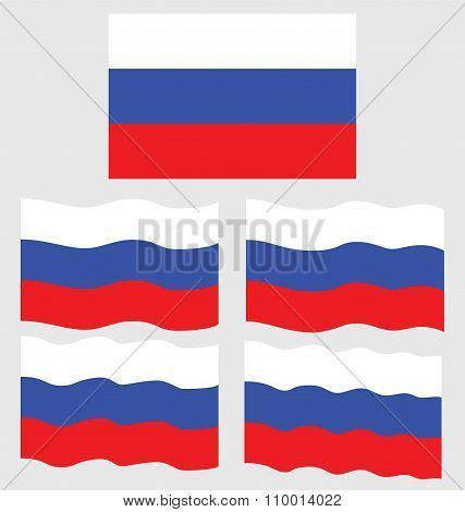 Flat And Waving Flag Of Russia