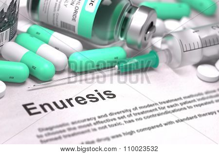 Diagnosis - Enuresis. Medical Concept with Blurred Background.