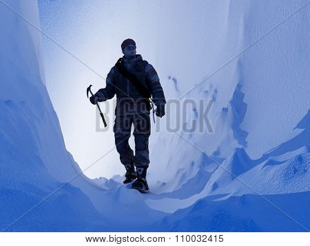 The  man goes shalt thou finish snowy mountains.