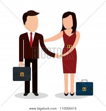 Business people with icons graphic design