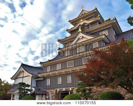 Okayama Castle in autumn season in Okayama, Japan.