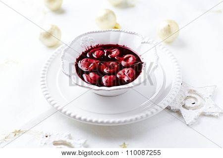 Borscht with mushroom dumplings for Christmas