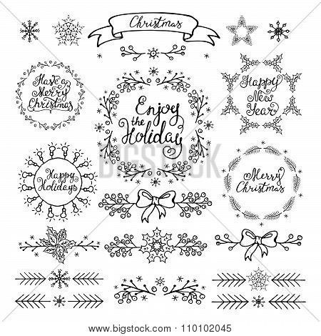 Christmas Handdrawn Design Elements.