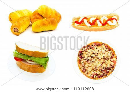 Sausage In The Dough, Hot Dog, Sandwich And Pizza