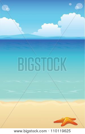 Beach Background - Sunny Days on Blue Sky Beach With Star Fish