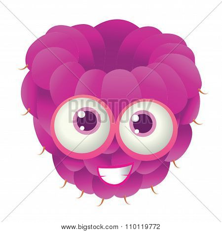 Happy Raspberry Face - Pink Fun Fruit With Big Smile