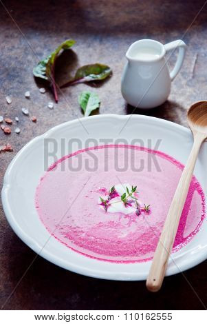 Creamy Vegetable Beetroot soup with sour cream