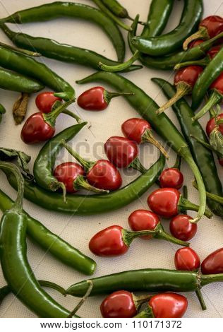 Red and green chilis