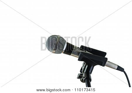 silver color of microphone isolated on white background