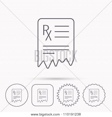 Medical prescription icon. Health document sign.