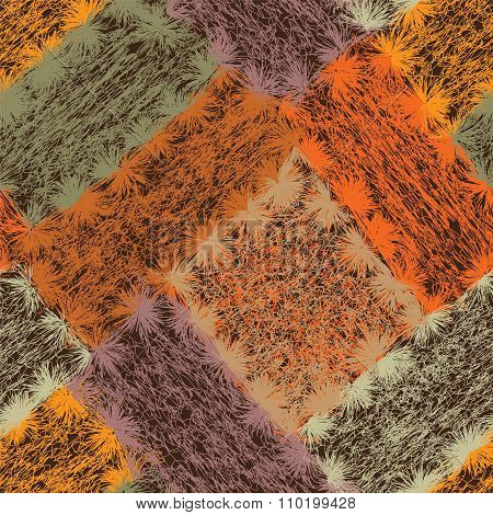 Seamless Pattern With Colorful Weave Grunge Striped Rectangular Elements