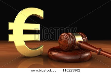Euro And Law Symbol Cost Of Justice Concept