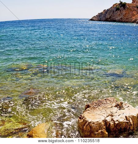 Asia In Thurkey Antalya Lycia Way Water Rocks And Sky Near The Nature