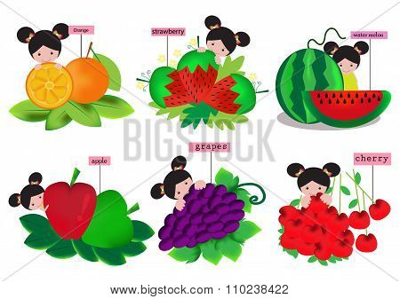 cute girl with fruit
