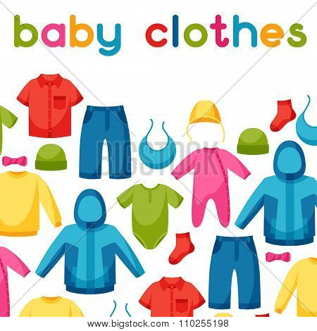 Baby clothes. Background with clothing items for newborns and children
