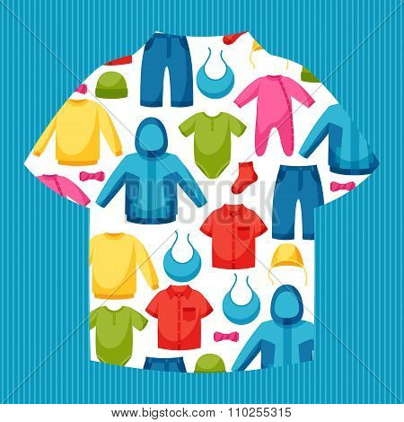 Baby clothes. Background with clothing items for newborns and children