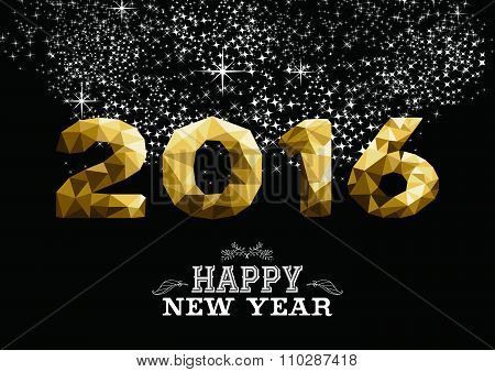 Happy New Year Gold Low Poly 2016 Greeting Card