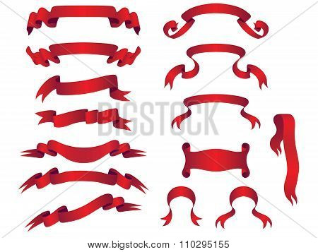 Red banners and ribbons set