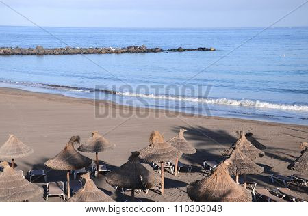 Sandy Playa de las Cuevitas in Playa de las Americas in the south of Tenerife, Spain