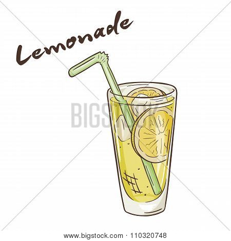 Vector Printable Illustration Of Isolated Cup Of Lemonade With Label