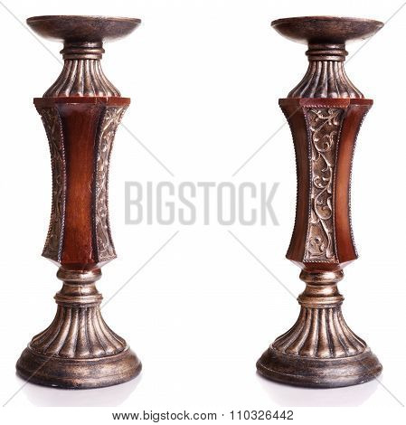 Vintage Chandelier In Two Positions On White Background