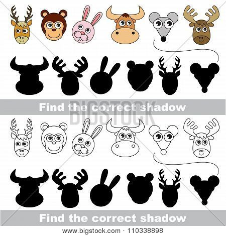 Animal collection. Find correct shadow.