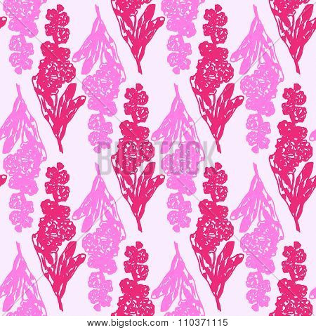 Illustration Of Flower, Gillyflower. Seamless Pattern.
