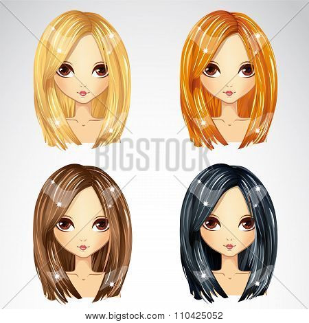Set Of Straight Haircut