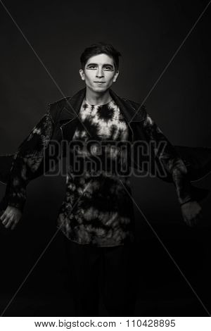 Black and white portrait photo young actor