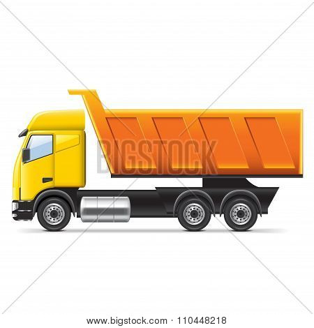 Dump Truck Isolated On White Vector