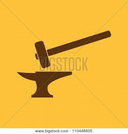 The smithy icon. Forge and stithy, blacksmith symbol. Flat
