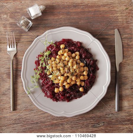 A Light Breakfast Of Beets And Chickpeas