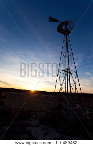 Texas Wind Pump Sunset