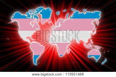 Map Of World With Starburst On Background