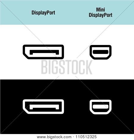 Displayport And Mini Displayport Icons