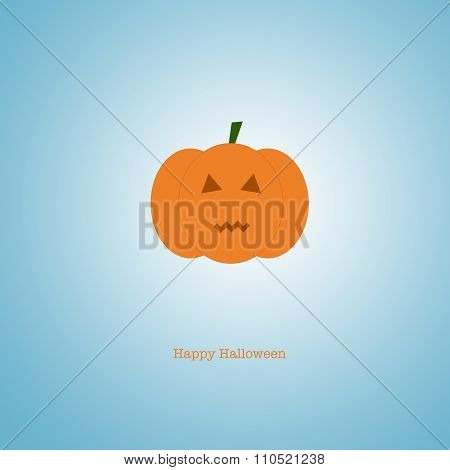 Happy Halloween Card With A Scary Carved Pumpkin On A Blue Background