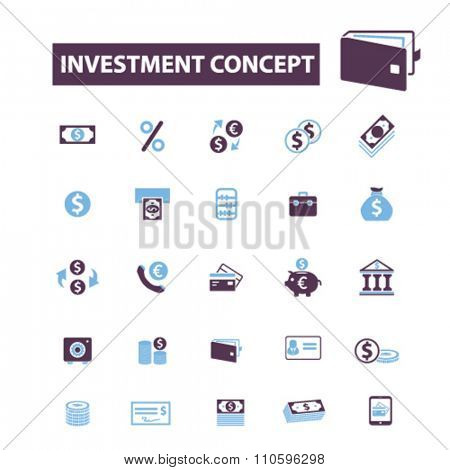 investment, bank, trading, finance, money, check concept  icons, signs vector concept set for infographics, mobile, website, application
