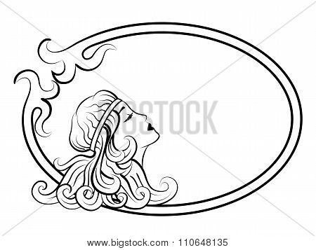 Beautiful antique woman in frame