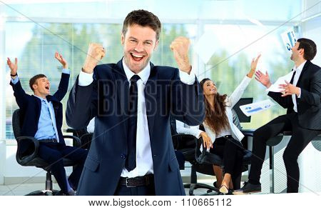 young man glad in the background of gladness  team