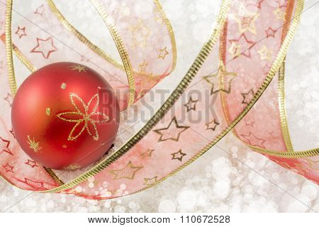 Christmas Ornament And Decorative Shiny Red Tape