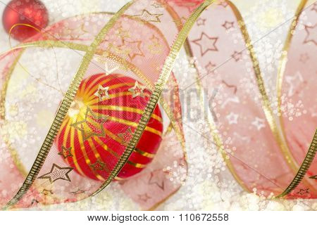 Christmas Ornament And Decorative Shiny Red Tape