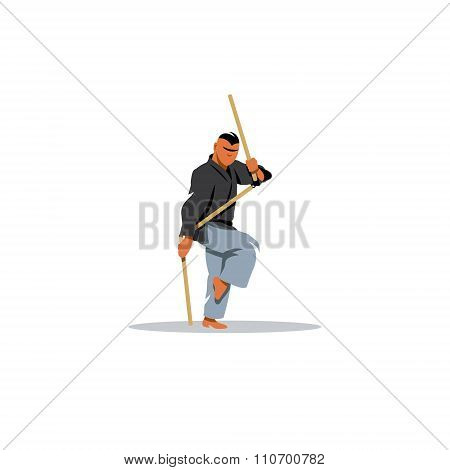 Kobudo japanese martial arts. Vector Illustration.