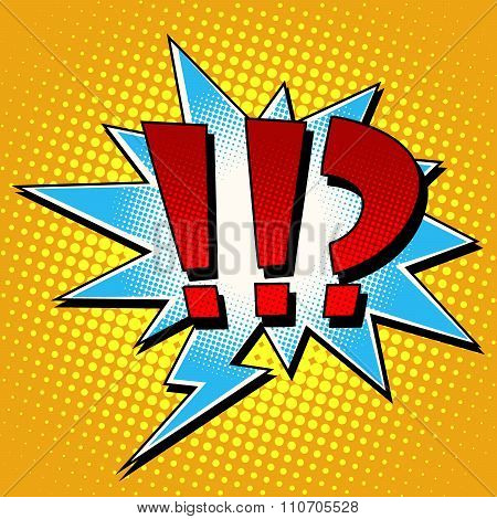 Questions exclamation marks comic bubble retro text
