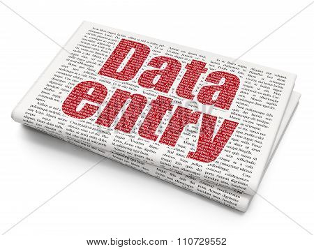 Information concept: Data Entry on Newspaper background