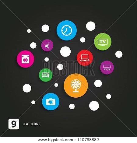 Home appliances, device icons. Electronics sign.