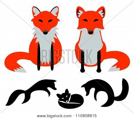 Set of Foxes. Vector illustration.