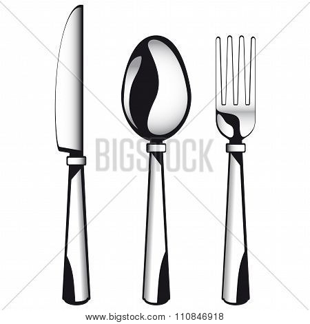 Set fork spoon knife