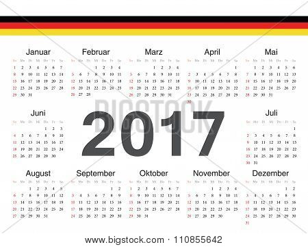 Vector German Circle Calendar 2017