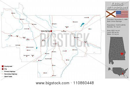 Bullock County Map in Alabama