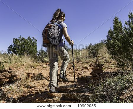 Woman Hiking in Desert